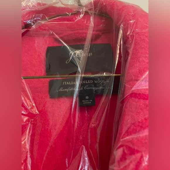 J.Crew Daphne Italian Boiled Wool Topcoat in Pink Bright Rose - Size 8 - Picture 9 of 10